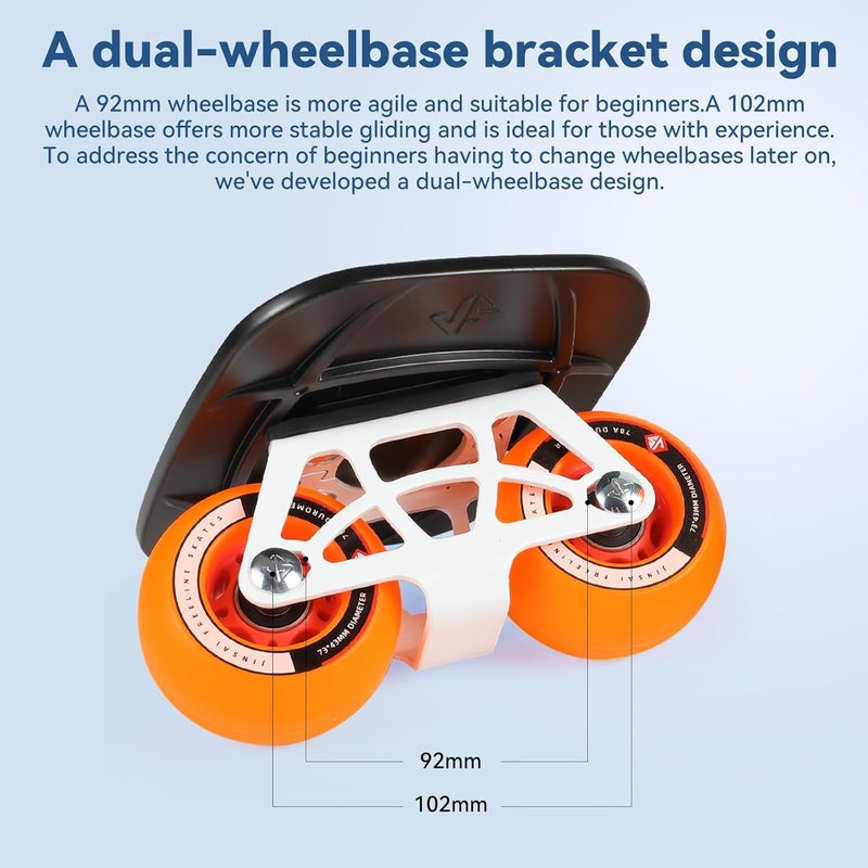 Sanxup FreeSkates Portable Roller Road Drift Skates Plate, with Aluminum Alloy Deck Non-Slip, Board Split Skateboard with PU Wheels High-end Bearings (Orange) - Image 4
